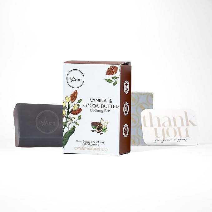 MY ACE Vanilla & Cocoa Butter Bathing Bar – Handmade with Cocoa Butter & Vanilla Extracts & Coconut Oil, SLES & Paraben Free, Enriched with Shea Butter & Vitamin E – Moisturizing & Gentle