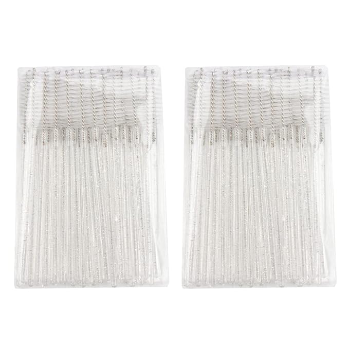 300 PCS Crystal Eyelash Mascara Wands Disposable Lash Brushes for Extensions Spoolie Brush Applicators Makeup Tool Kits (White)