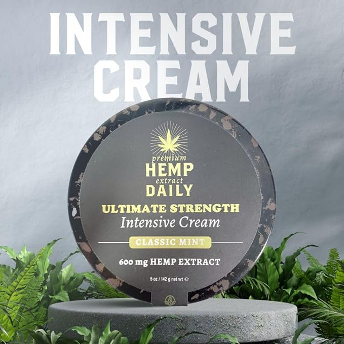 Earthly Body Premium Hemp Extract Daily Ultimate Cream - Menthol, Argan, Jojoba, Rosehips - Lightweight, Fast-Absorbing Moisturizing Topical Lotion with Essential Oils - Classic Mint, Single 5oz