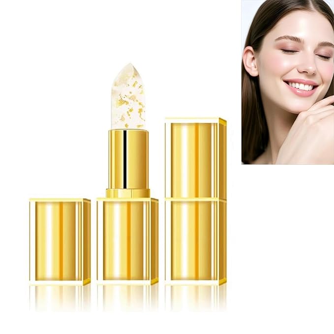 2pc Transferproof Color Changing Lipstick，Color Changing Lipstick, Gold Crystal Temperature Change Moisturize