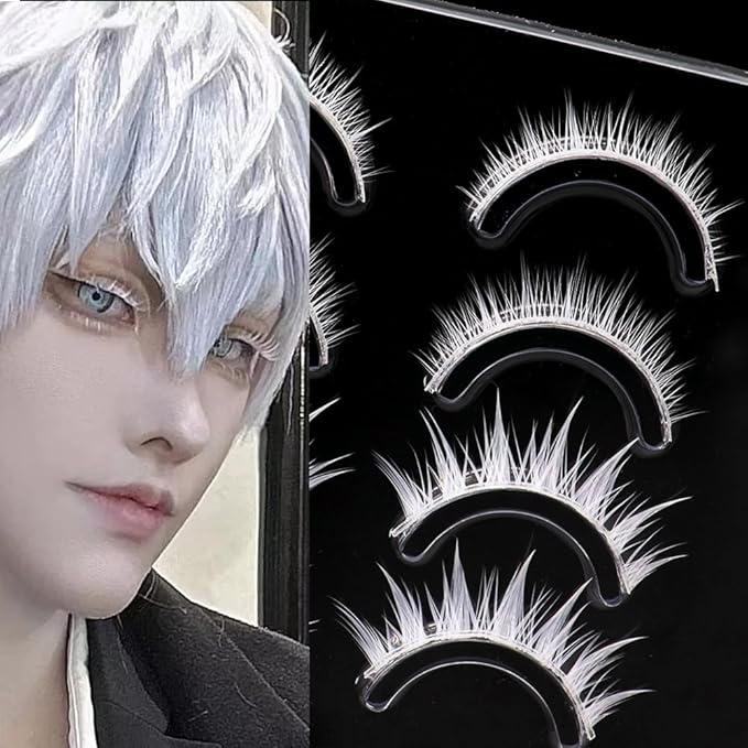 Eyelashes Halloween Cosplay Manga Anime Lashes Set - White False Eyelashes (WQ14-4 Pairs)