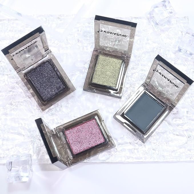 Eyeshadow Single Midnight Blue Shimmer, High-Pigment Monochrome Eye Shadow Pressed Powder, Everyday Velvety Silky Eye Makeup Looks, Professional Long-Lasting Waterproof Single Eyeshadow Palette, 04#