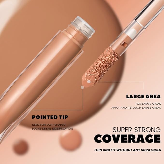 Kaely Liquid Concealer for Older Women, Under Eye Brightener Full Coverage Concealer for Dark Circles, Foundation Face Makeup Lightweight Waterproof, Color Corrector de ojeras, 02 Light Buff