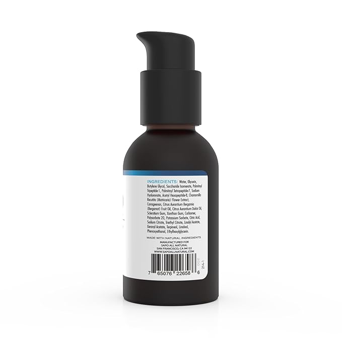 Sapo Eye Serum for Dark Circles and Puffiness, Peptide Eye Gel with Hyaluronic Acid, Vitamin C, Chamomile, and Bergamot, Brighten and Smooth Under Eyes, 1 oz