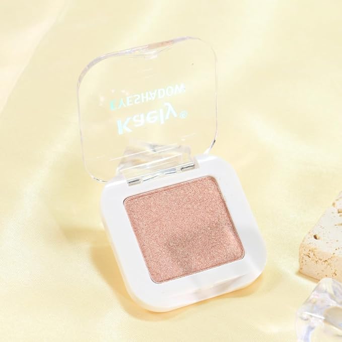 evpct Dusty Pink Single Eyeshadow Palette, Rose Gold Ice Pink Nude Glitter Cream Eye shadow Palette Singles Brightener Makeup for Older Women, High Pigment Waterproof Monochrome Mini Eyeshadow