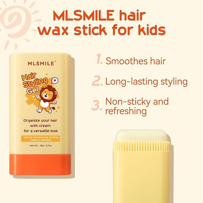 2pcsHair Styling gel for Baby Hair Wax Stick with Built-in Comb Wax Stick for Hair Slick Stick Hair Care for Kids Styling Waxes for Fly Away & Edge Frizz Hair Refreshing Non-Greasy