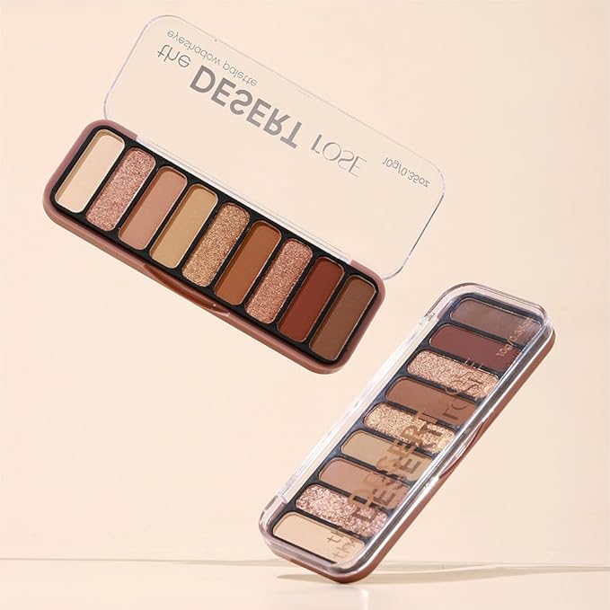 9-Color Eyeshadow Makeup Palette, Blendable Shimmer & Matte, Caramel Cinnamon Rose Golden Brown Eye Shadow Palette, Long-Lasting Waterproof for Brown Eyes, Daily Commuting Smoky Eye Makeup