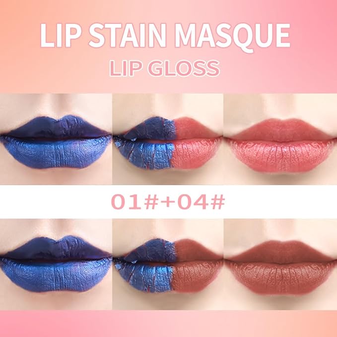 Matte Liquid Lip Gloss Peel Off Masque - Peel Off Lip Stain Tattoo, Long Lasting Waterproof Transfer-proof Lip Mask Lip Stain Peel Off Lip Gloss, Peel Off Lip Tint for Lip Makeup 01#+04#