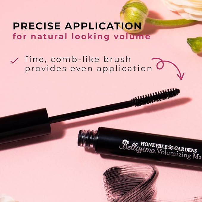 Honeybee Gardens Bellissima Volumizing Mascara In Black Lace, Lightweight And Bold, Non-Smudging, Vegan, Gluten-Free, Cruelty-Free, Net Wt. 0.13 oz.