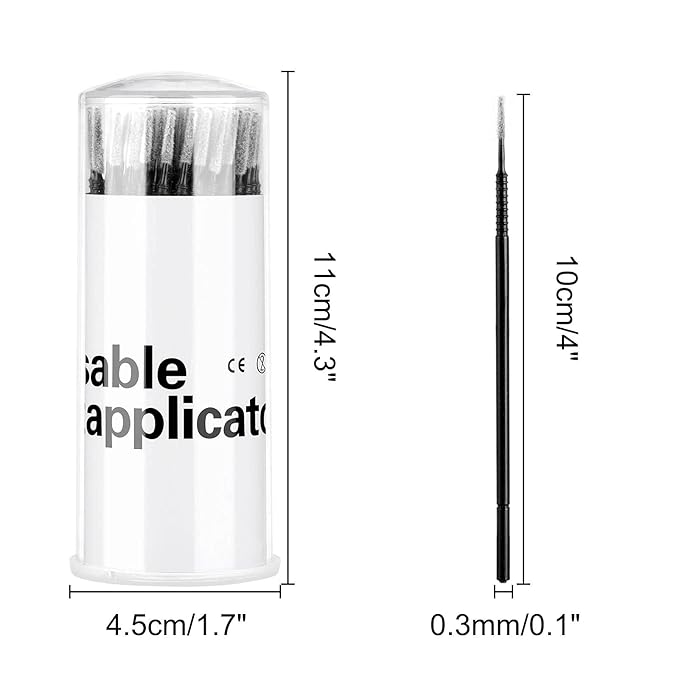 200PCS Micro Applicators Brushes Mini Cotton Swabs Remove Grafted Eyelash Glue Dedicated Brush Disposable Microswabs for Eyelash Extensions Make up and Lash Clean and Personal Care (Black)