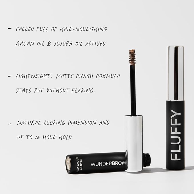 WUNDERBROW Fluffy Brow Wax, Vegan and Cruelty-Free Eyebrow Wax With a Waterproof Long Lasting Hold, Enriched with Jojoba and Argan Oil (Taupe-Grey)