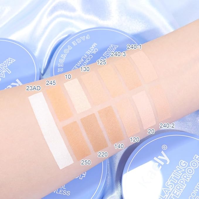 evpct Oil Control Pressed Face Powder Compact for Women, Translucent Setting Powder Makeup Foundation for Women, Waterproof Long Lasting Lightweight, polvo compacto de maquillaje, 10 Porcelain
