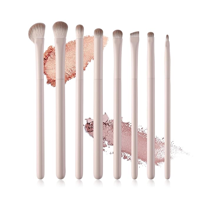 Eyeshadow Brush Set, 8 Pcs Professional Eye Make up Blending Brushes for Eyebrows Eyeliner Eye Shadow, Soft Hairs & Wood Handle