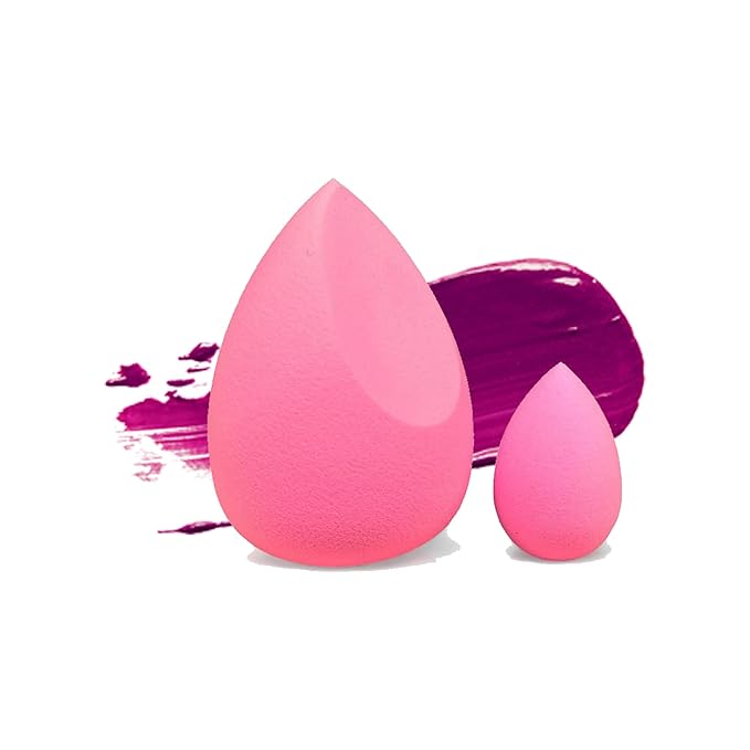 The Makeup Mesher- 2 Piece Makeup Blender Cruelty & Latex-Free, Streak-Free Highly Dense Large and Mini Travel Beauty Sponge from GK (1, Hot Pink)