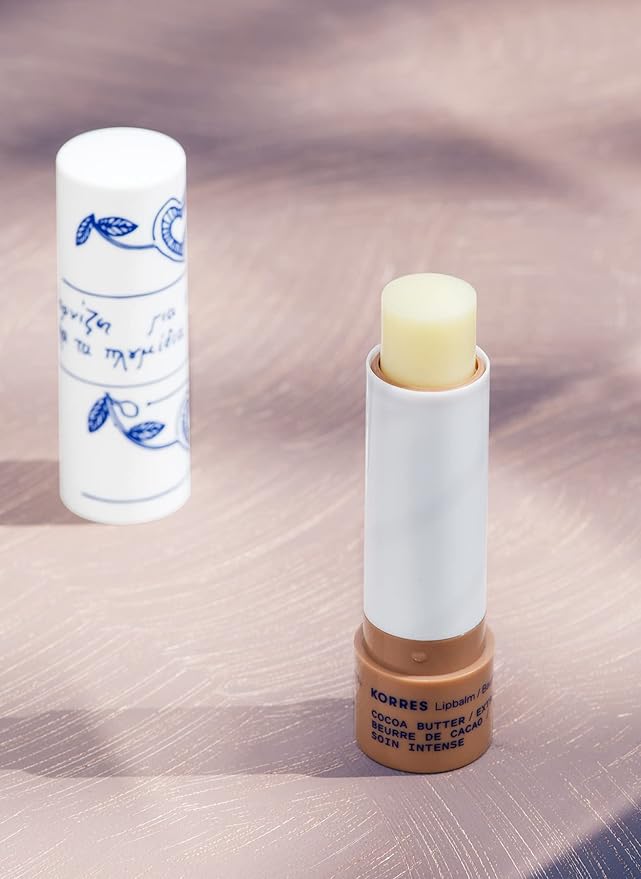KORRES Lip Butter Stick Cocoa Butter Hydrating Lip Balm with Greek Hypericum Balsam Oil, Moisturizing Natural Shine & Subtle Tint for Soft Smooth Lips, Lip Care for Women & Men, 0.17 Oz Stick