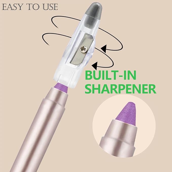 Violet Eyeshadow Stick, Blendable Creamy Eye Brightener Stick, Waterproof Eyeshadow Pencil Long Lasting Crayon, Smooth Shimmer Eye Shadow Highlighter Eye Liner Makeup.#B06 violet shimmer