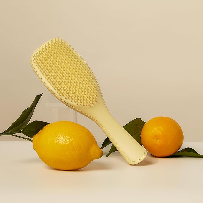 Tangle Teezer Plant-Based Ultimate Detangler Brush, Dry & Wet Hair Brush, Eliminates Knots & Reduces Breakage for Curly to Coily, 3C to 4C Hair Types, Pastel Yellow