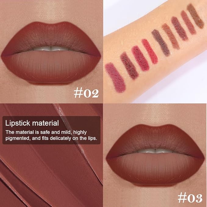 2Pcs Gradient Matte Lipstick Crayon Lip Liner pencil, Flawless Contour Gradual Ombre Effect lip Pencil, Lipstick for Women Long Lasting Waterproof Smudge Proof Lipstick Pencil 02#+03#