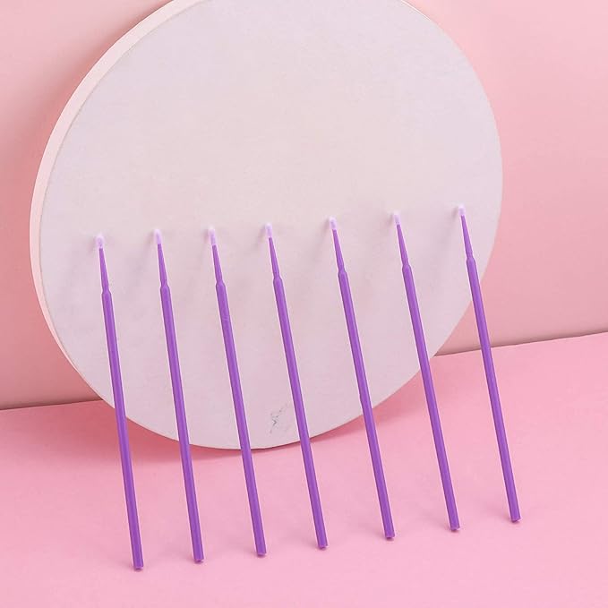 Tbestmax 500 Pcs Micro Applicator Brush Micro Swabs, Disposable Eye Lashes Mascara Wands for Eyelash Extension Purple