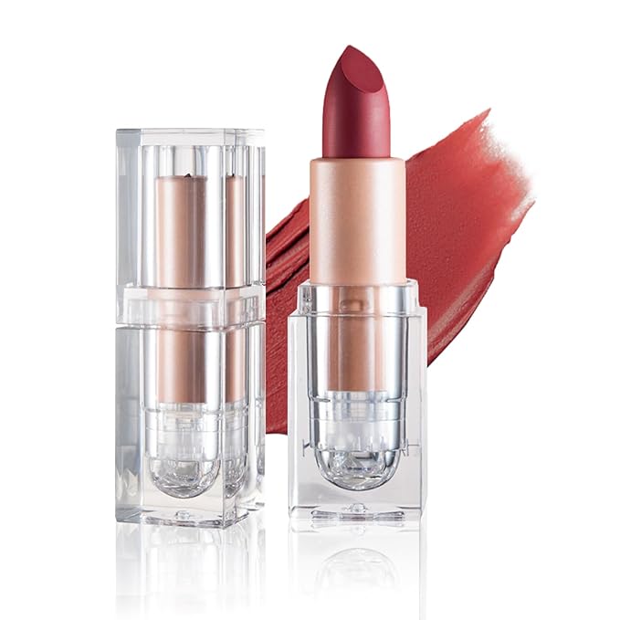 Matte Nude Lipstick Velvet Lip Gloss Non-Fading Non-Sticky Cup Nude Lipstick Matte Lip Stain Long Lasting Waterproof Lipstick for Women Girls Daily Lip Makeup-606 Perfect Red