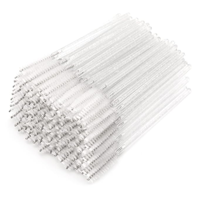 G2PLUS 300PCS Crystal Mascara Wands, White Eyelash Brush Applicator, Disposable Spoolies Makeup Kits for Applying Mascara, Lash Extensions and Eyebrow Brush