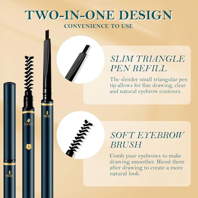 5 Pcs Waterproof Professional Makeup Micro Brow Pencil, Black Brow Kit with Eyebrow Brush, Ultra-Fine Mechanical Pencil, Eyebrow Pencils for Women, (C01#Black, 5Pcs)