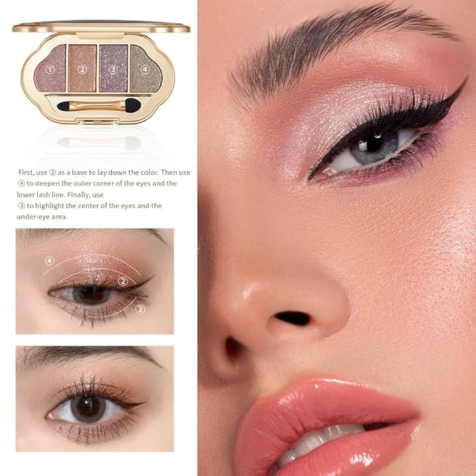 Matte Diamond Eyeshadow Palette, Shimmer Pearlescent Shades Metallic, Duo-Chrome, Glitter Sparkle and Soft Mud Textures, Natural Even Pigment for Brightening,Contouring and Multi-Look Eye Makeup-3#