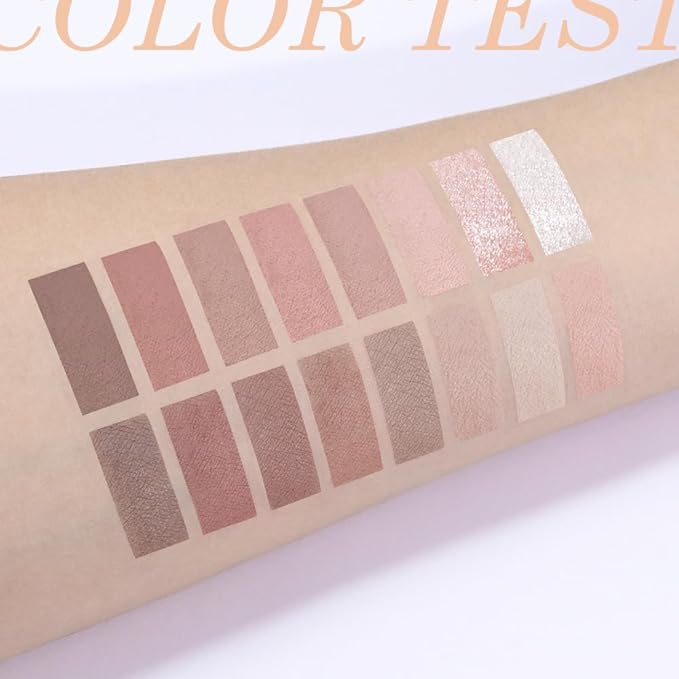 16Color Matte Shimmer Eyeshadow Palette, Natural Nude Dark Brown Champagne Gold Coffee Sparkly Eye Shadow Makeup, Warm Pastel Eyeshadows Long Lasting Waterproof Naturing-Looking Women Girls Eye Shadow