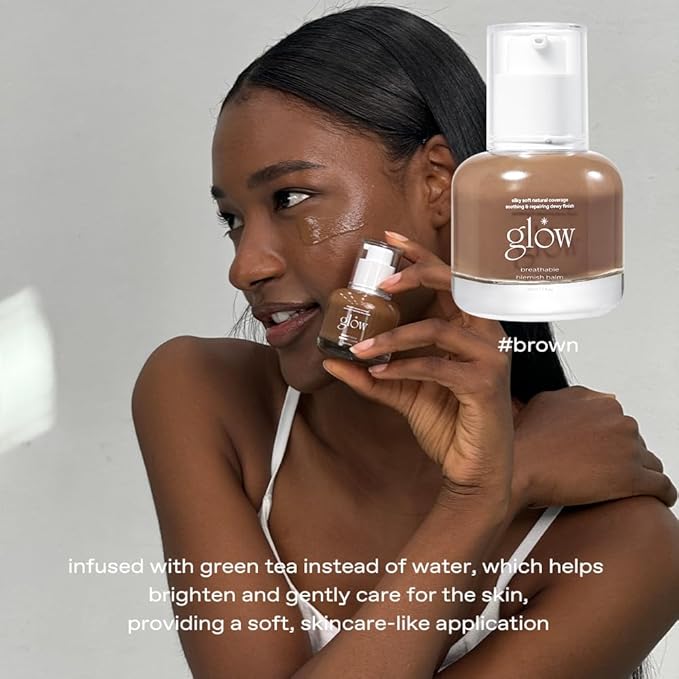 glow breathable blemish balm #brown : Cruelty-Free & Artificial Fragrance-Free, Essential Oil-Free, Gluten-Free, lightweight & hydrating bb cream that feels like skincare, 1 Fl Oz