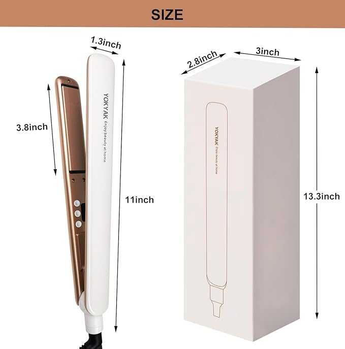 Flat Iron Hair Straightener, Ultra-Thin Nano Titanium 1 ¼ inch Thin Hair Iron 10-Second Heat-up, Auto Shut-Off, 2-in-1 Hair Straightening and Flat Iron Curler with Transparent LED Display