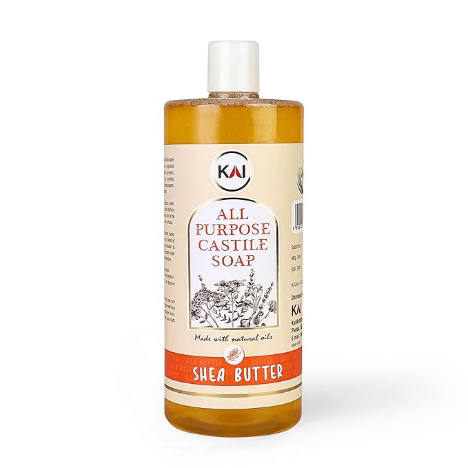 Shea Butter Liquid Castile Soap; Concentrated and All-Purpose; Use for All Natural Body Wash, Face Cleanser, Hair Shampoo, Hands, Dishes, Laundry, Floors, and Pets; 32 Ounce (1 Pack)