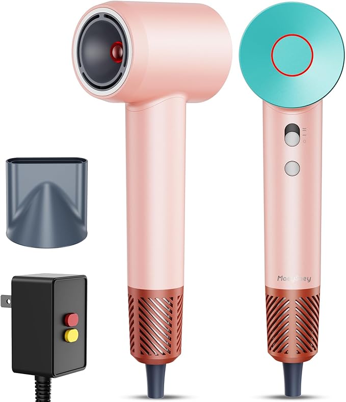 Infrared Hair Dryer, with Magnetic Nozzle - 160000 RPM Quiet lonic Blow Dryer for Women, with Frizz Control & No Heat Damage, Red Light Negative Ions, Fast Drying, for All Hair Types
