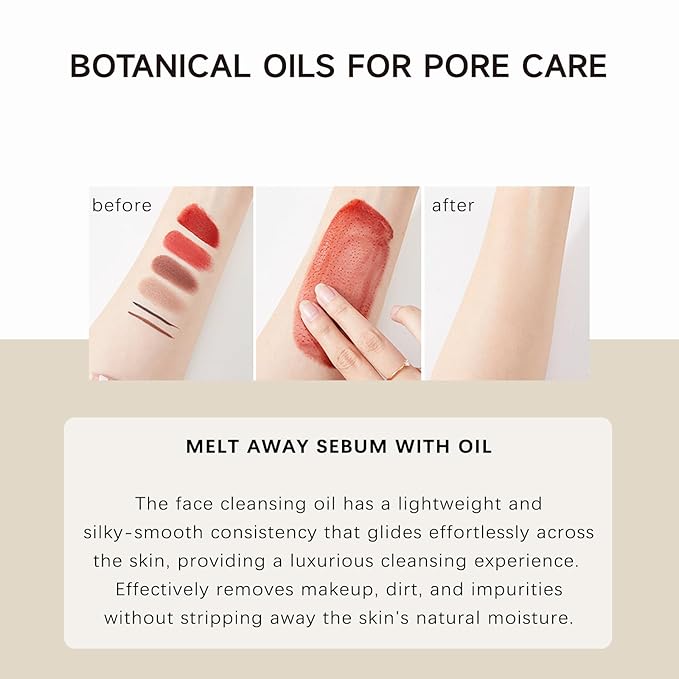 6.76 fl.oz, 200ml Pore Control Cleansing Oil, Oil Cleanser for Face, Soothes and Rapidly Emulsifies Facial Cleansing for Face, Sensitive Skin, Daily Use, Makeup Blackhead Remove