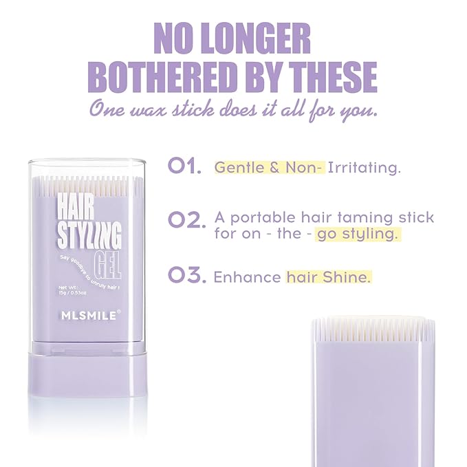 Hair Wax Stick for Kids, Hair Styling Stick with Built-in Comb, hair balm stick, Slick Stick Hair Care for Women, hair gel stick for Fly Away & Edge Frizz, Hair Refreshing Non-Greasy