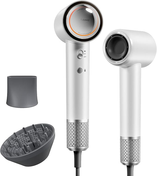 Tideway Hair Dryer Professional High-Speed Ionic Blow Dryer 110,000 RPM, Compact Hair Dryer with Magnetic Diffuser, Fast Drying with Brushless Motor Low Noise Smart Temperature Control-H11