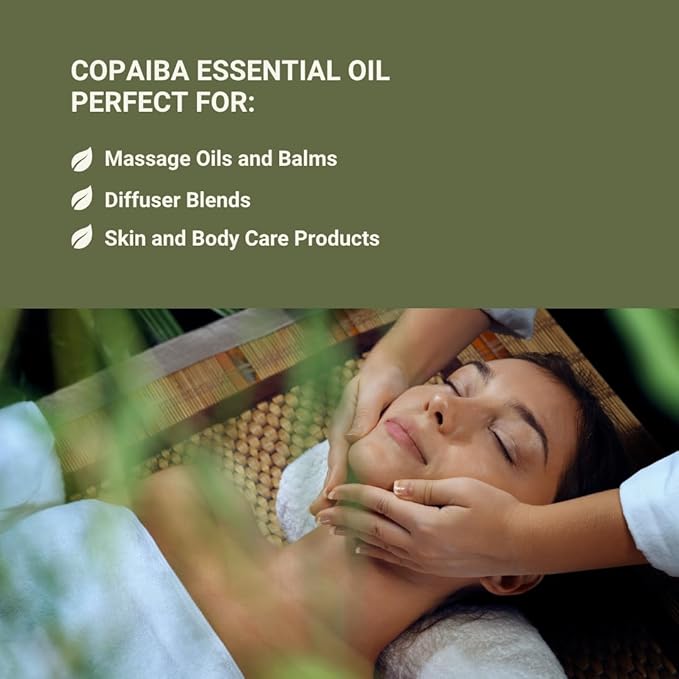 Copaiba Essential Oil - Direct from Amazon Jungle Essential Oils Brazil - Steam Distilled - Aceite de Copaiba for Aromatherapy, Massage, Diffuser, DIY Candle and Soap Making - 15ml
