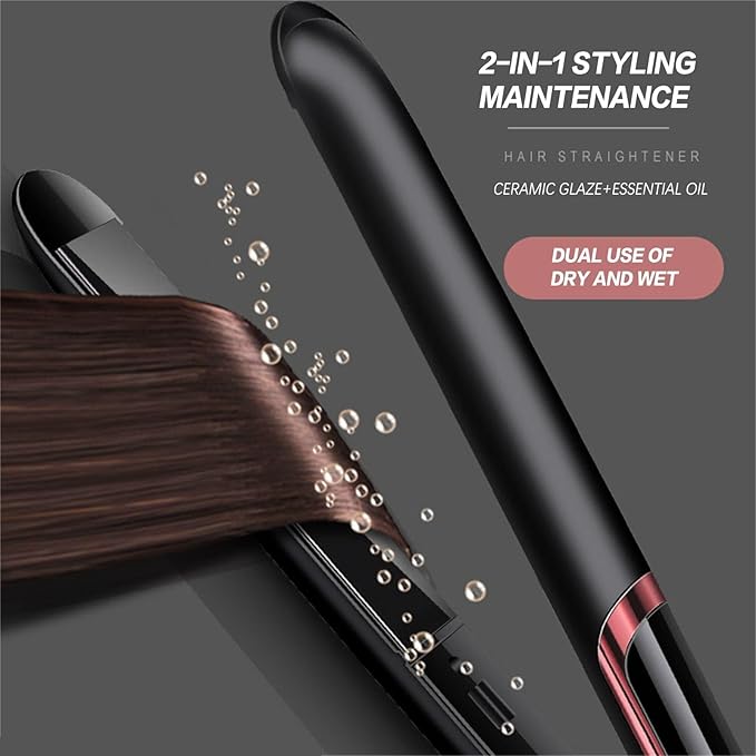 1 inch Hair Straightener, 2 in 1 Professional Ceramic Flat Iron & Curler, Rapid 30-Second Heat-Up, 30% Longer Ceramic Floating Plates, 4-Level Temperature Adjustable Hair Styling Tool (White)