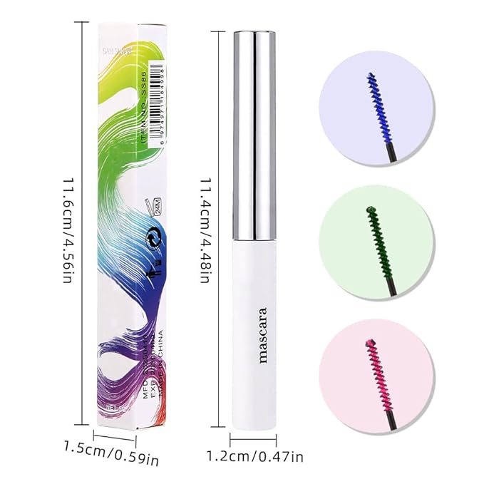 BINGBRUSH 3Pcs-Colored Mascara for Eyelashes, Voluminous Colorful Mascara, Rose Pink Purple Blue Green Red-Lengthening, Defining, Curling, Multiplying Formula