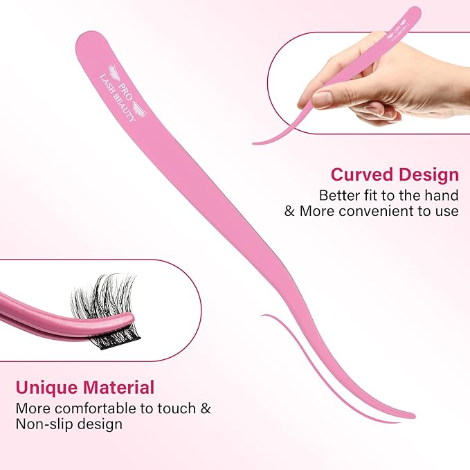 PRO Lash Tweezers Eyelash Applicator 3 IN 1 Tweezers Kit with Brush(3 pcs-02)