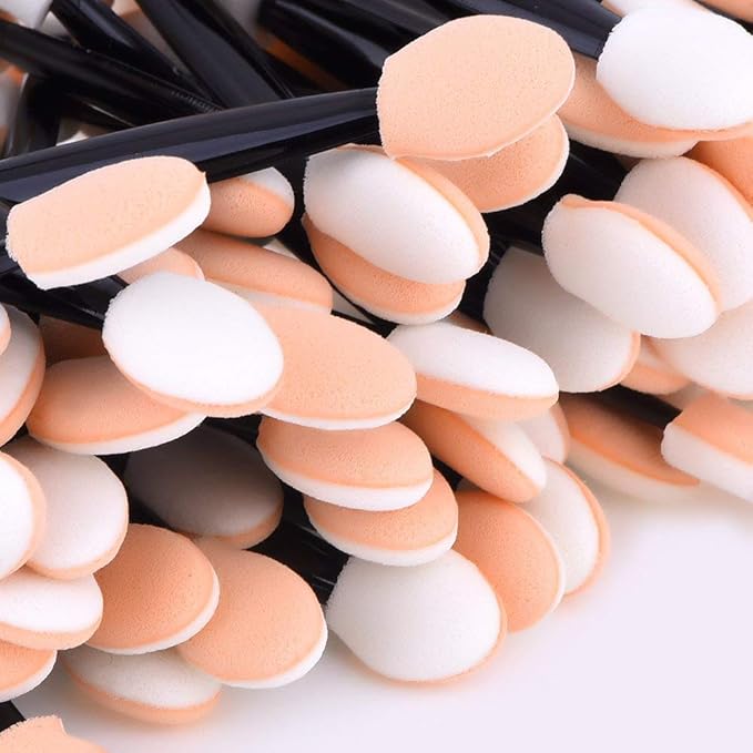 200 Pack Disposable Eyeshadow Brush Sponge Tipped Oval Makeup Tool Dual Sides Eyeshadow Brush Comestic Applicator for Girls Lady Women Daily Beauty(Black)