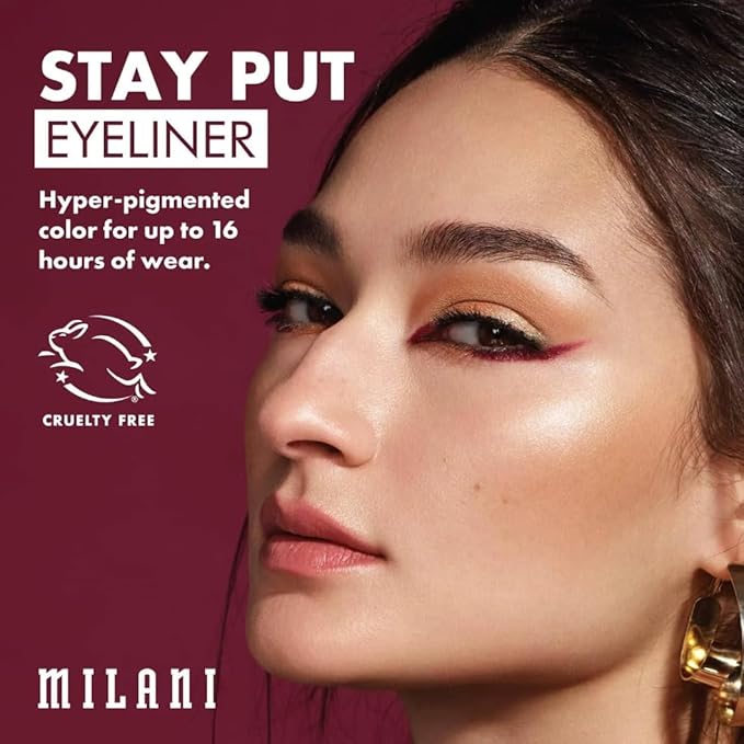 Milani Stay Put Eyeliner - Semi-Sweet (0.01 Ounce) Cruelty-Free Self-Sharpening Eye Pencil with Built-In Smudger - Line & Define Eyes with High Pigment Shades for Long-Lasting Wear