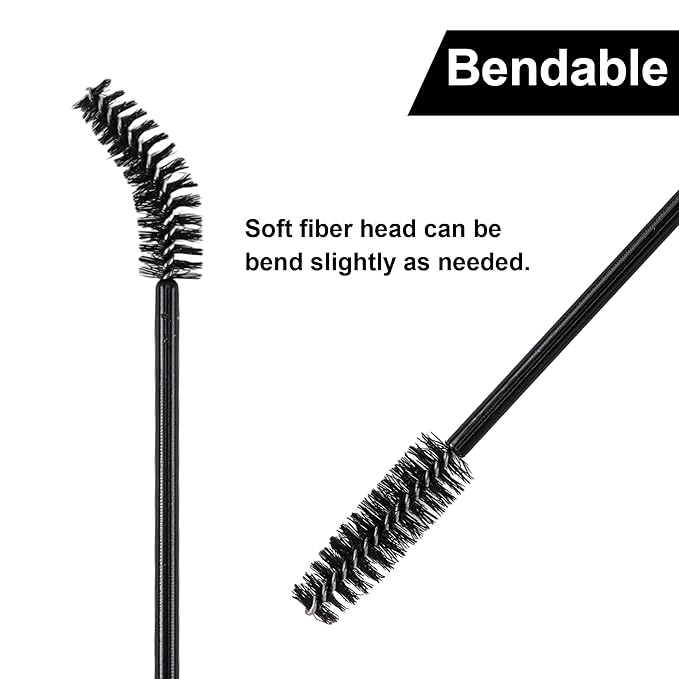 COCIDE 500Pcs Black Eyebrow Brush Eyelash Comb Lash Brushes Disposable Mascara Wands Lash Spoolies for Eyelash Extensions Supplies Makeup Applicators