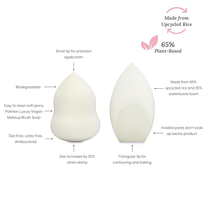 Pure Luxury Makeup Sponge Duo set, Beauty Blender Sponge for Liquid & Powder, Flawless Foundation Sponge & Makeup Applicator, Soft & Reusable Beauty Sponge, Non-Latex & Dye-Free