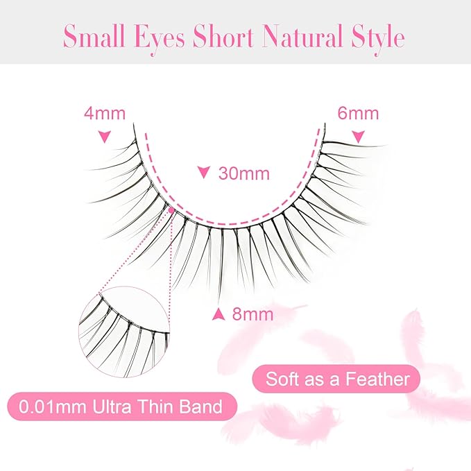 False Lashes Natural Look Eyelashes 8mm Short No Make up False Eyelashes Pestañas Postizas Natural Looking Eye Lash Wispy Strip Lashes Pack by EMEDA (Super Natural)