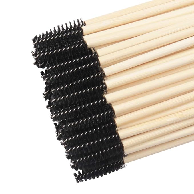 MyAoKuE-UP 100 Pack Bamboo Handle Mascara Wands Disposable Eyelash Brushes Lash Extension Tool, Black