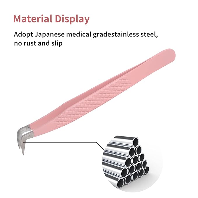 Lash Tweezers for Eyelash Extensions for Volume and Lighter Mega Volume Fans Professional Precision Stainless Steel Lash Extension Tweezers Curved Boot Angled Tips