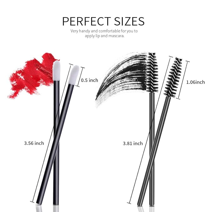 Teenitor Mascara Wands, Disposable Mascara Wand 200pcs, Lip Applicators Disposable Mascara Makeup Applicator Lipgloss Lip Brush Mascara Brush Lipstick Tester Wands Black