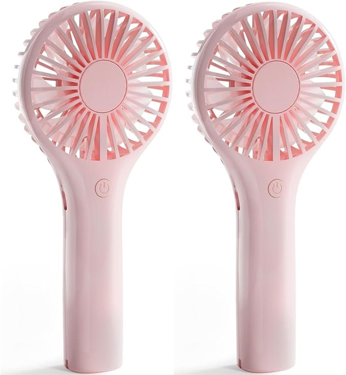 Portable Mini Fan - Powerful Personal Handheld Fan with 3 Speeds, Cute and Small, USB Rechargeable for Travel/Lash/Makeup/Outdoor/Home-2 Pack