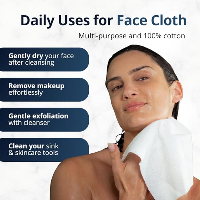 Sima Disposable Face Towels for Drying - 100% Cotton Face Wipes 100 Pack - Biodegradable Makeup remover for sensitive Skin, Gentle Clean facial cloth - Ultra-Soft & Lint-Free, Cruelty Free