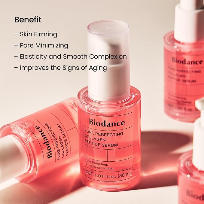 BIODANCE Collagen Plumper Duo: Pore Perfecting Collagen Peptide Serum & Facial Moisturizer, Korean Skincare Set for Plumping Glass Skin, Christmas Gift Stocking Stuffers
